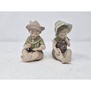 Bisque Piano Babies Boy Girl Andrea Sadek Figurines Design Registered 6682 VTG